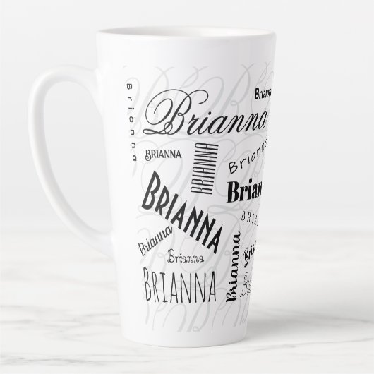 Brianna Custom Name Black White Latte Mok (Links)