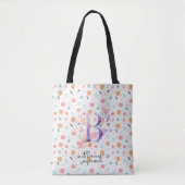 Brianna's Bloemige Monogram Tote Festivelijke Prin Tote Bag (Voorkant)