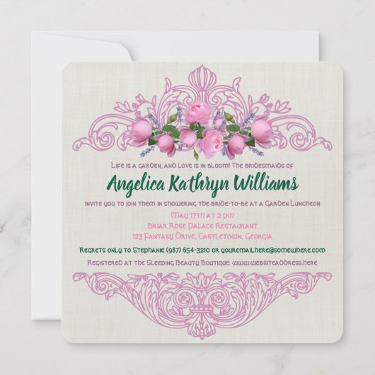 Briar Roos Doornroosje Sprookjesachtig Vrijgezelle Kaart (Achterkant)