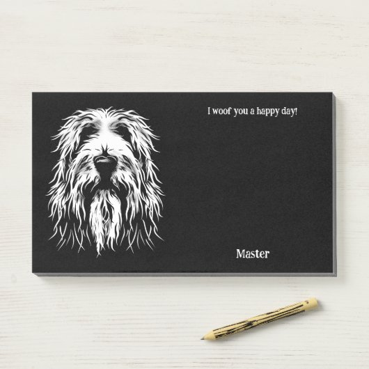 Briard Abstract Art Dog Naam Post-it® Notes (Op bureau)