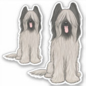 Briard Cartoon Dog Schattige Vinyl Sticker Set (Voorkant)
