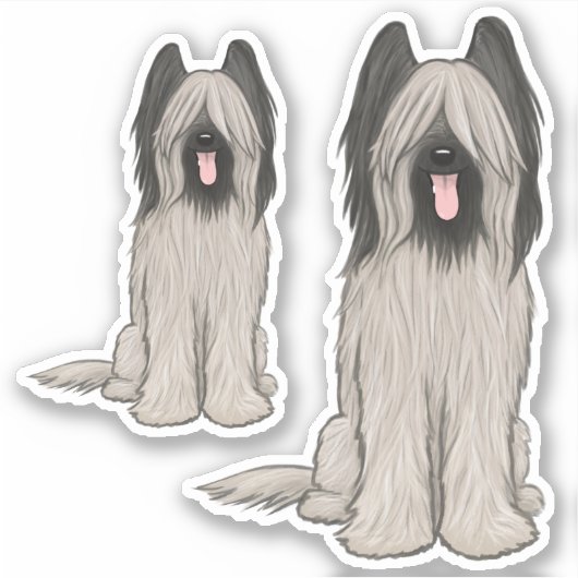 Briard Cartoon Dog Schattige Vinyl Sticker Set (Voorkant)