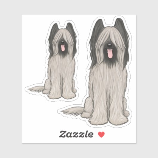 Briard Cartoon Dog Schattige Vinyl Sticker Set (Vel)