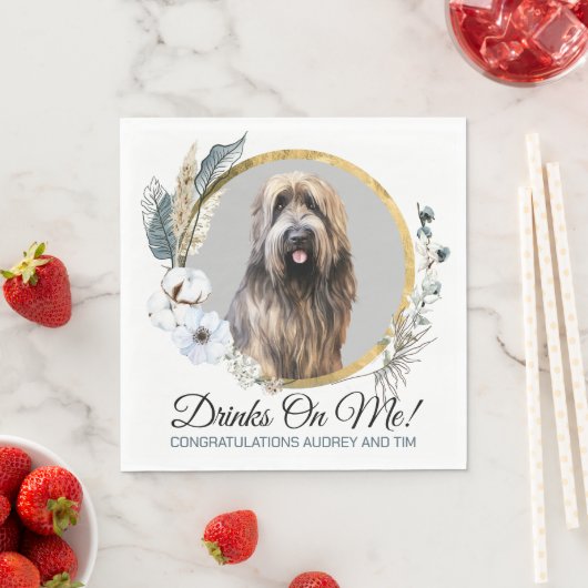 Briard Dog bruiloft servetten met honden Foto (Insitu)