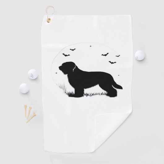 Briard Dog - Halloween Moon Silhouette Oversized T Golfhanddoek (Insitu)