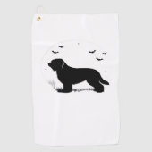 Briard Dog - Halloween Moon Silhouette Oversized T Golfhanddoek (Voorkant)