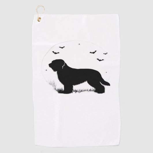 Briard Dog - Halloween Moon Silhouette Oversized T Golfhanddoek (Voorkant)