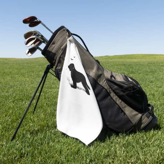 Briard Dog - Halloween Moon Silhouette Oversized T Golfhanddoek (Groen)