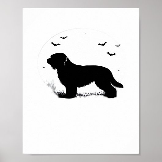 Briard Dog - Halloween Moon Silhouette Oversized T Poster (Voorkant)