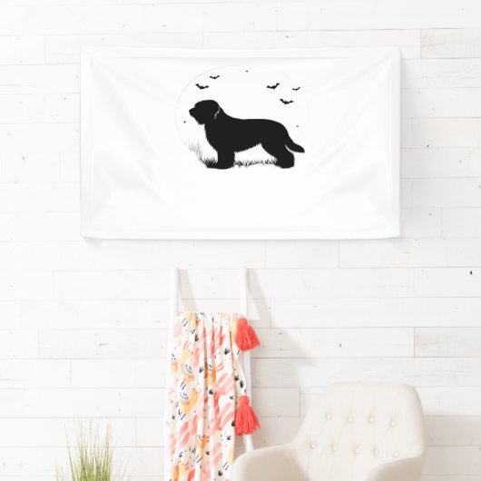 Briard Dog - Halloween Moon Silhouette Oversized T Spandoek (Insitu)