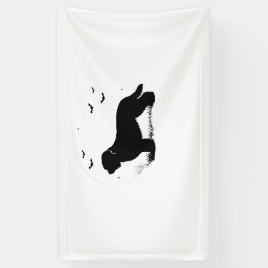 Briard Dog - Halloween Moon Silhouette Oversized T Spandoek (Verticaal)