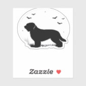 Briard Dog - Halloween Moon Silhouette Oversized T Sticker (Vel)