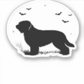 Briard Dog - Halloween Moon Silhouette Oversized T Sticker (Voorkant)