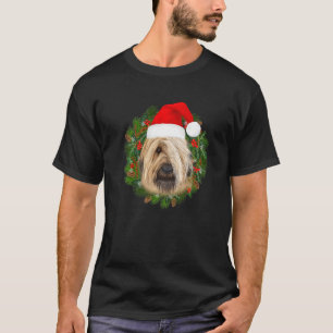 Briard Dog in Santa Hat Merry-kerstjongetjes T-shirt