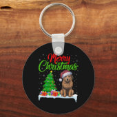 Briard Dog Kerstboom Lights Funny Xmas Briard Sleutelhanger (Voorkant)