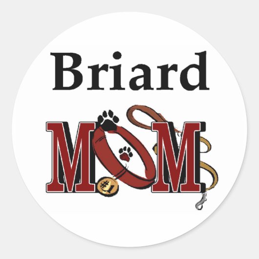 Briard Dog MOM Ronde Sticker (Voorkant)