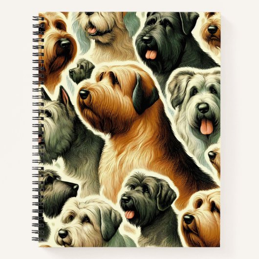 Briard Dog Naadloos Notitieboek (Voorkant)