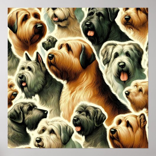  Briard Dog Naadloos Poster (Voorkant)
