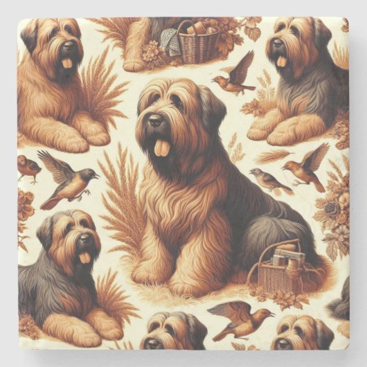 Briard Dog Naadloos Stenen Onderzetter (Voorkant)