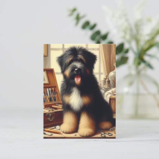 Briard Dog Painting Briefkaart (Staand voorkant)