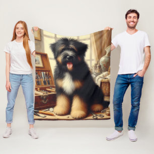 Briard Dog Painting Fleece Deken