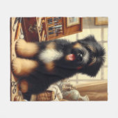  Briard Dog Painting Fleece Deken (Voorkant (Horizontaal))