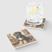  Briard Dog Painting Stenen Onderzetter (Zijkant)