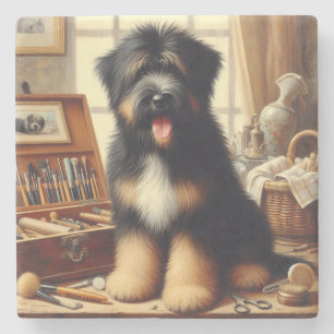  Briard Dog Painting Stenen Onderzetter