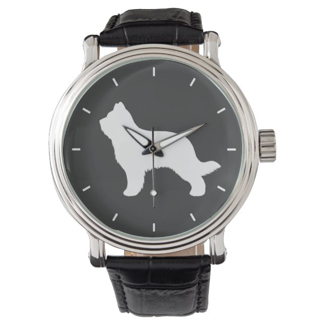 Briard Dog Silhouette Horloge (Voorkant)