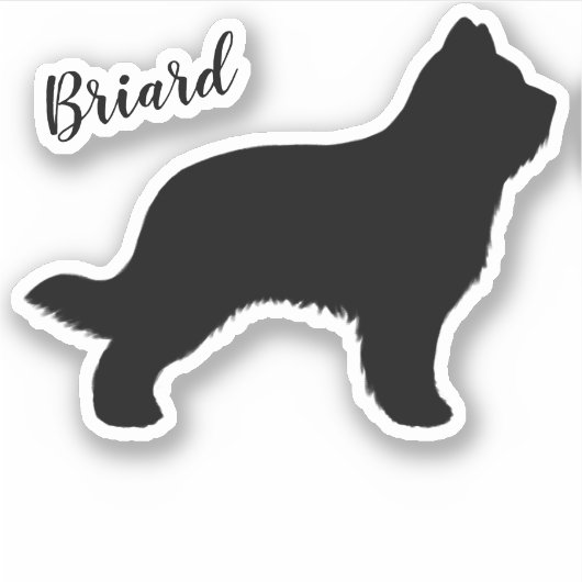 Briard Dog Silhouette Vinyl Sticker (Voorkant)