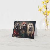 Briard Dogs Kerst Kaart (Gele Bloem)