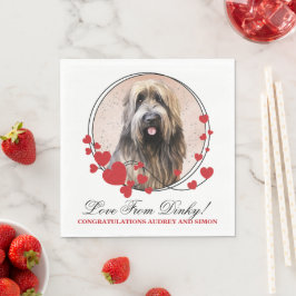 Briard hond elegante rode hart krans met foto servet