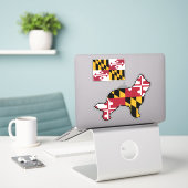 Briard Hond Silhouet met Maryland Vlag Sticker (Laptop op bureau)