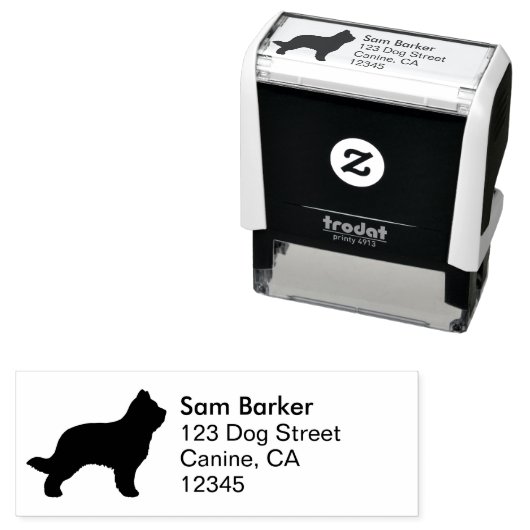 Briard Hondenras Silhouet Retouradres Zelfinktende Stempel (In situ)
