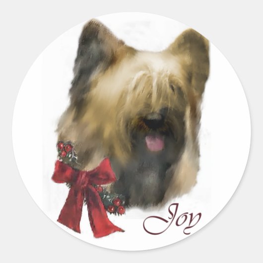 Briard kerstcadeaus ronde sticker (Voorkant)