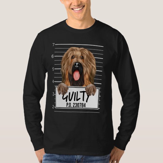 Briard Mugshot Schuldig Hond T-shirt (Voorkant)