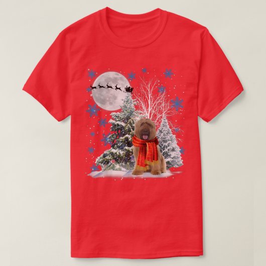 Briard onder Moonlight Snow Kerstmis Pajama T-shirt (Design voorkant)