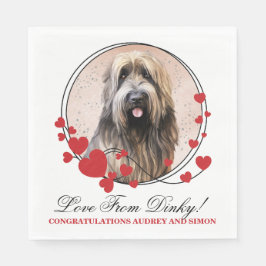 Briard Red Heart Lijst Hondenfoto Servet
