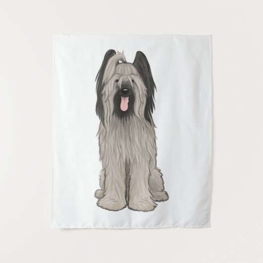 Briard Schattige Cartoon Dog Wandkleed (Voorkant)