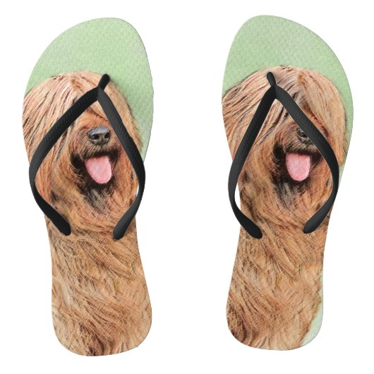 Briard Schilderij - Lieve Originele Honden Kunst Teenslippers (Voetbed)