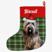 Briard Shepherd Dog Green Plaid Gepersonaliseerd Grote Kerstsok (Achterkant)