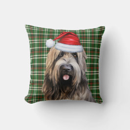 Briard Shepherd Green Plaid Kerstvakantie Kussen