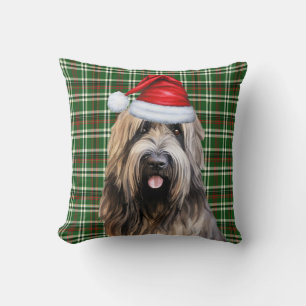 Briard Shepherd Green Plaid Kerstvakantie Kussen