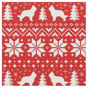 Briard Silhouettes Kerstvakantie Rood en Wit Stof