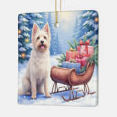 Briard Vintage slee Kerstmis Kunst Keramisch Ornament (Links)