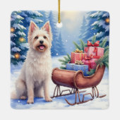 Briard Vintage slee Kerstmis Kunst Keramisch Ornament (Achterkant)