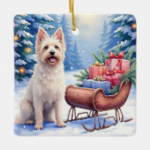 Briard Vintage slee Kerstmis Kunst Keramisch Ornament (Voorkant)