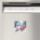 Briard Vintage slee Kerstmis Kunst Magneet (Insitu (Vaatwasser))