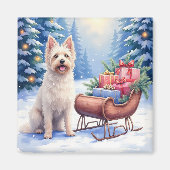 Briard Vintage slee Kerstmis Kunst Magneet (Voorkant)