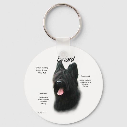 Briard (zwart) Geschiedenis Ontwerp Sleutelhanger (Voorkant)